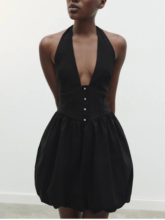 Zara Dresses & Skirts - Zara Black Halter Bubble Mini Dress